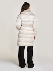 Calvin Klein Grey Padded Satin Drawstring Coat - Image 1 of 5