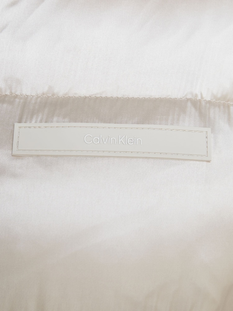 Calvin Klein Grey Padded Satin Drawstring Coat - Image 5 of 5