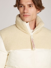 Calvin Klein White Sherpa Puffer Jacket - Image 3 of 6