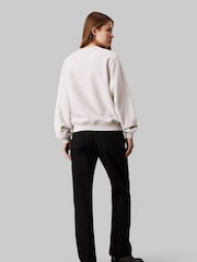 Calvin Klein Grey 100% Organic Cotton Chenille Monologo Crew Neck Sweatshirt - Image 2 of 5