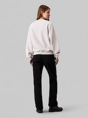 Calvin Klein Grey 100% Organic Cotton Chenille Monologo Crew Neck Sweatshirt - Image 4 of 5
