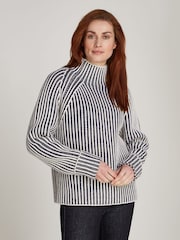 Calvin Klein Blue/White Recycled Wool Two Tone Stripe Sweater - Image 1 of 1