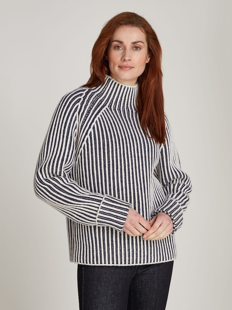 Calvin Klein Blue/White Recycled Wool Two Tone Stripe Sweater - Image 1 of 1