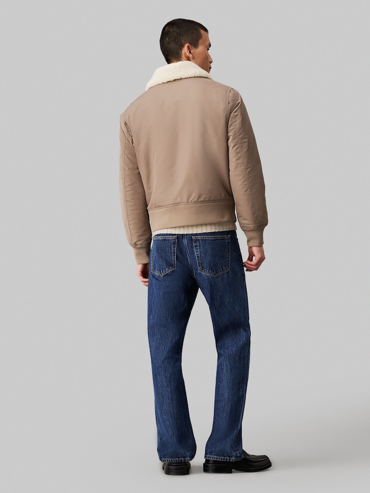 Calvin Klein Natural Sherpa Aviator Jacket - Image 2 of 4 Calvin Klein Natural Sherpa Aviator Jacket - Image 2 of 4