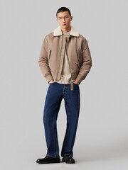 Calvin Klein Natural Sherpa Aviator Jacket - Image 3 of 4