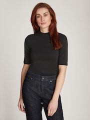 Calvin Klein Black Slim Fit Stretch 1/2 Mock Neck Top - Image 1 of 7