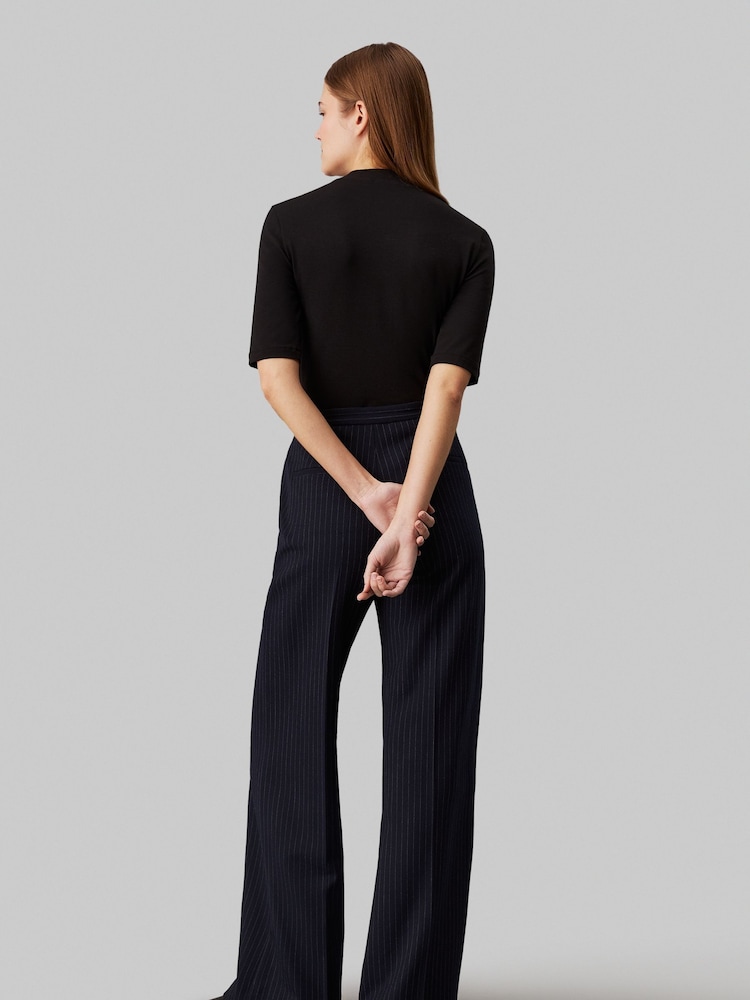 Calvin Klein Black Slim Fit Stretch 1/2 Mock Neck Top - Image 2 of 7