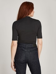 Calvin Klein Black Slim Fit Stretch 1/2 Mock Neck Top - Image 3 of 7