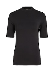 Calvin Klein Black Slim Fit Stretch 1/2 Mock Neck Top - Image 5 of 7