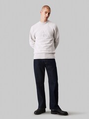 Calvin Klein Grey Chenille Monologo Crew Neck Sweatshirt - Image 2 of 4