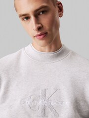 Calvin Klein Grey Chenille Monologo Crew Neck Sweatshirt - Image 4 of 4