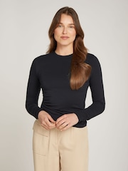 Calvin Klein Black Slim Fit Stretch Crew Neck Long Sleeved Top - Image 1 of 1