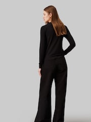 Calvin Klein Black Slim Fit Stretch Crew Neck Long Sleeved Top - Image 1 of 6