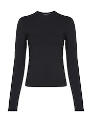 Calvin Klein Black Slim Fit Stretch Crew Neck Long Sleeved Top - Image 4 of 6