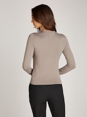 Calvin Klein Brown Slim Fit Stretch Crew Neck Long Sleeved Top - Image 2 of 6