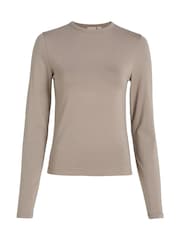 Calvin Klein Brown Slim Fit Stretch Crew Neck Long Sleeved Top - Image 4 of 6