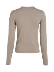 Calvin Klein Brown Slim Fit Stretch Crew Neck Long Sleeved Top - Image 5 of 6