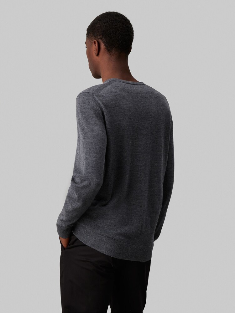 Calvin Klein Grey Merino Crew Neck Jumper - Image 2 of 4