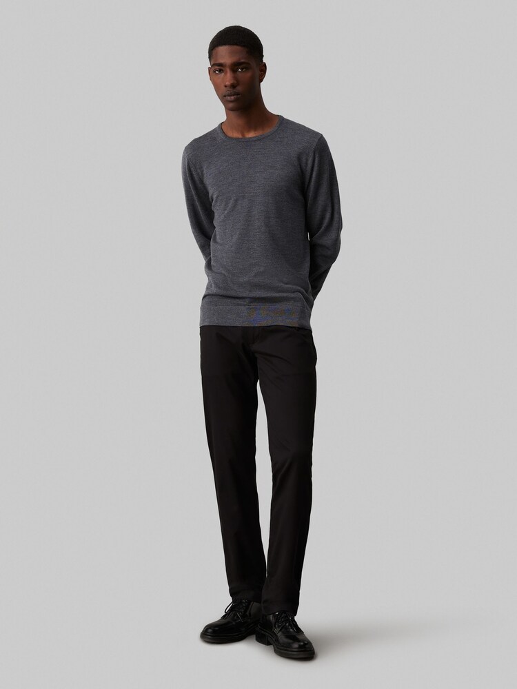 Gri - Calvin Klein Merino Guler Pulover rotund - Image 3 of 4