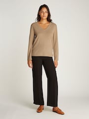 Calvin Klein Natural Cashmere V-Neck Long Sleeved Jumper - Image 1 of 6