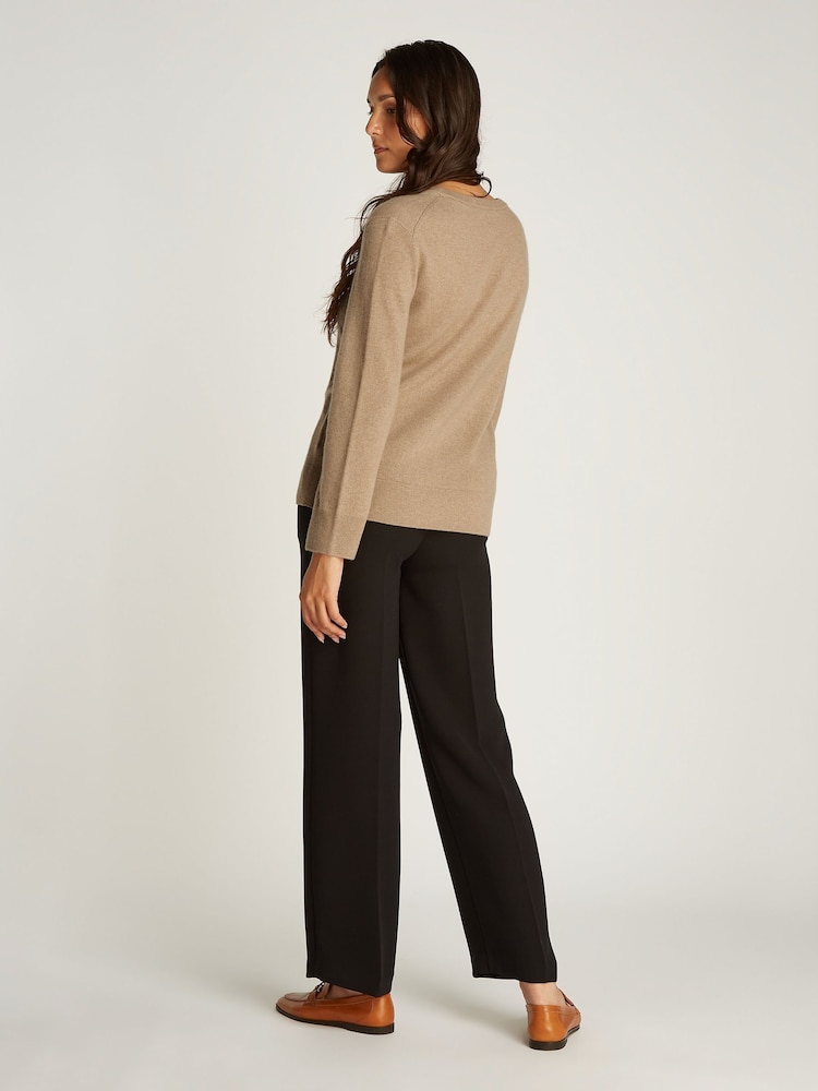 Calvin Klein Natural Cashmere V-Neck Long Sleeved Jumper - Image 2 of 6 Calvin Klein Natural Cashmere V-Neck Long Sleeved Jumper - Image 2 of 6