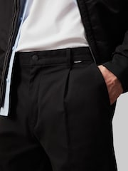 Calvin Klein Black Modern Twill Tapered Pleat Trousers - Image 4 of 4