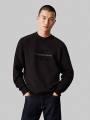Calvin Klein Black Chenille Monologo Crew Neck Sweatshirt - Image 1 of 4