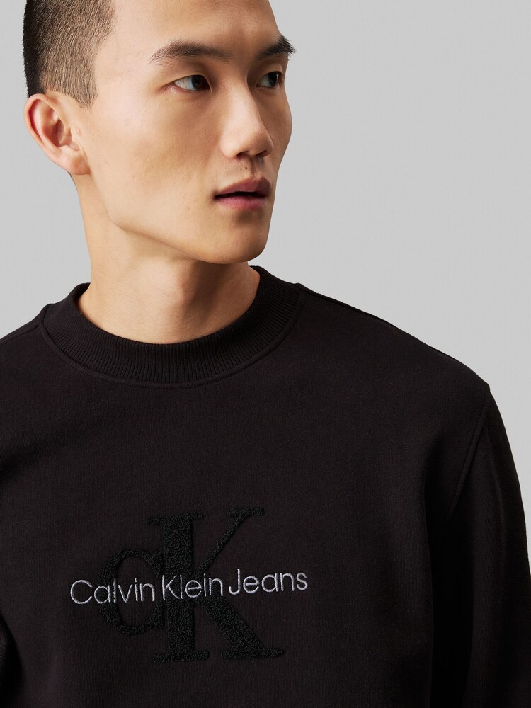 Calvin Klein Black Chenille Monologo Crew Neck Sweatshirt - Image 4 of 4