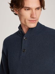 Calvin Klein Blue Technical Stretch Wool Button Zip Jumper - Image 3 of 6