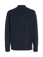 Calvin Klein Blue Technical Stretch Wool Button Zip Jumper - Image 5 of 6