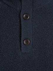 Calvin Klein Blue Technical Stretch Wool Button Zip Jumper - Image 6 of 6