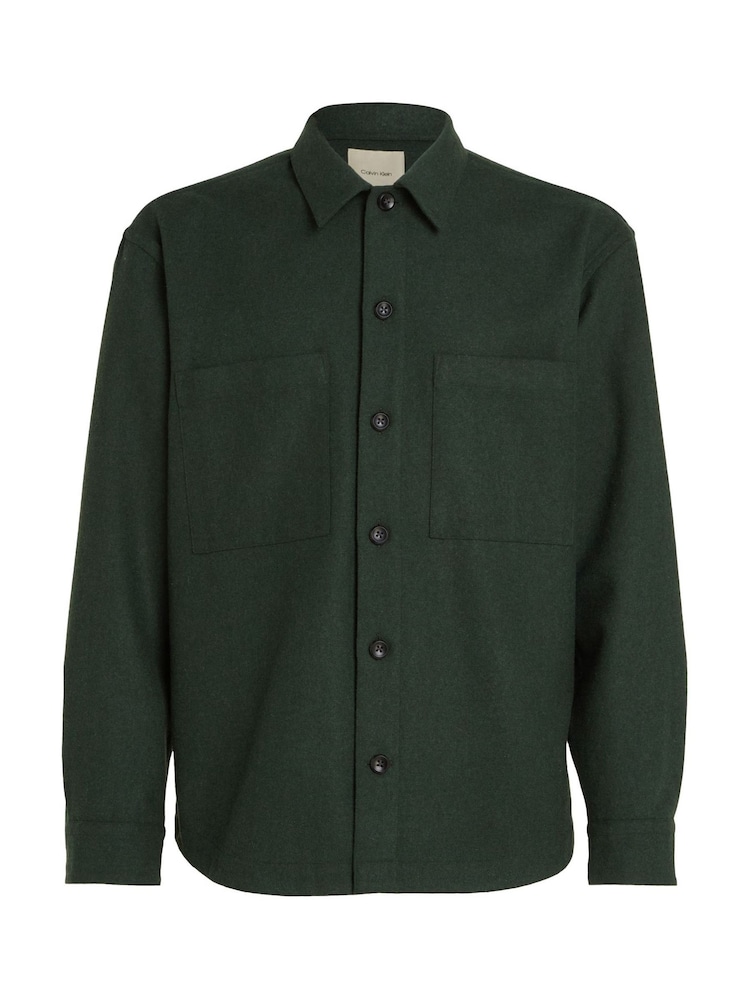 Calvin Klein Green Wool Blend Overshirt - Image 1 of 6