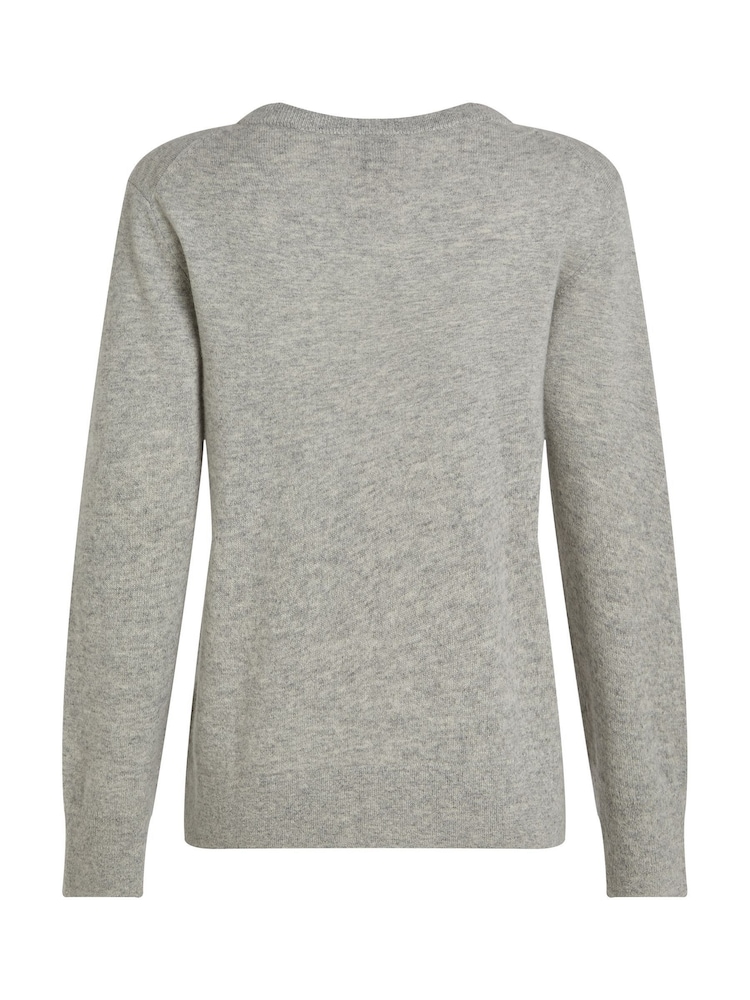 Calvin Klein Grey Cashmere V-Neck Long Sleeved Jumper - Image 6 of 6 Calvin Klein Grey Cashmere V-Neck Long Sleeved Jumper - Image 6 of 6