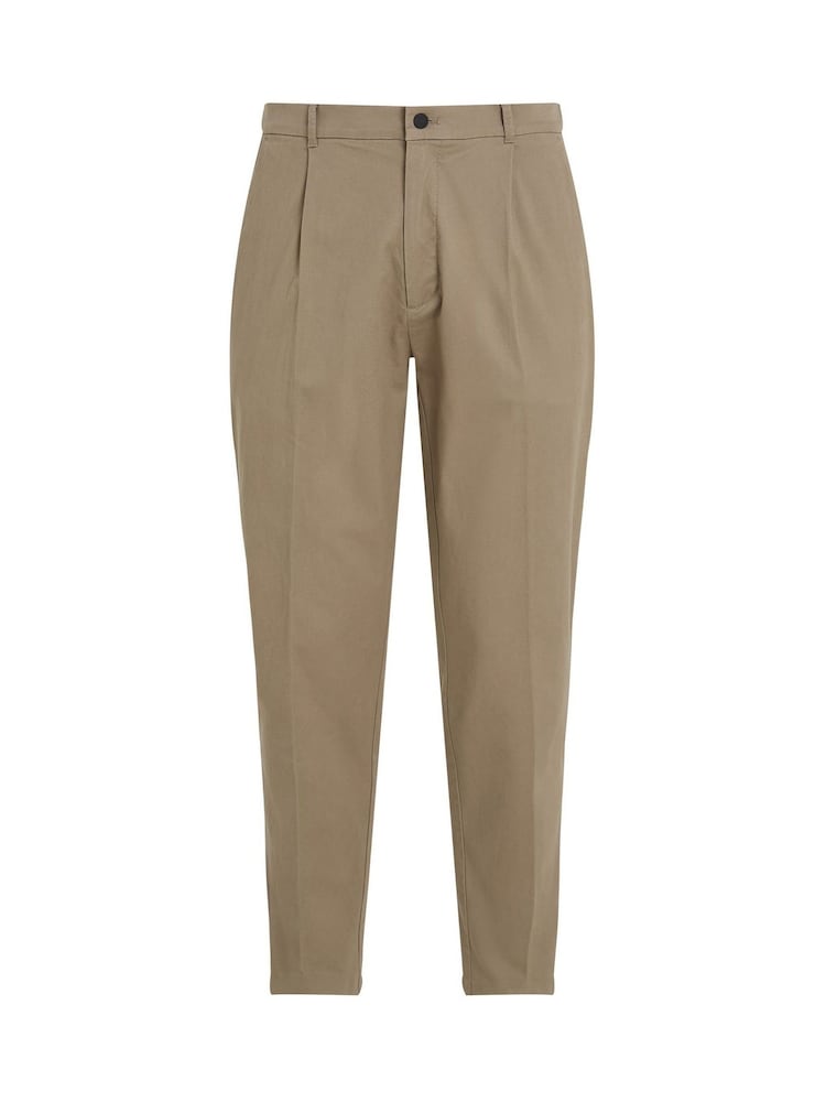 Calvin Klein Natural Modern Twill Tapered Pleat Trousers - Image 4 of 6