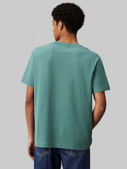 Calvin Klein Green 100% Cotton Chenille Monologo T-Shirt - Image 2 of 4