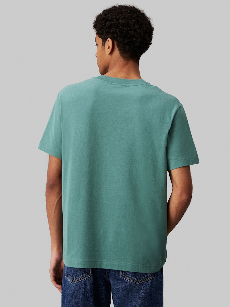Calvin Klein Green 100% Cotton Chenille Monologo T-Shirt - Image 2 of 4