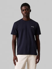 Calvin Klein Blue 100% Cotton Micro Logo Interlock T-Shirt - Image 1 of 4