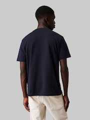 Calvin Klein Blue 100% Cotton Micro Logo Interlock T-Shirt - Image 2 of 4