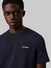 Calvin Klein Blue 100% Cotton Micro Logo Interlock T-Shirt - Image 3 of 4