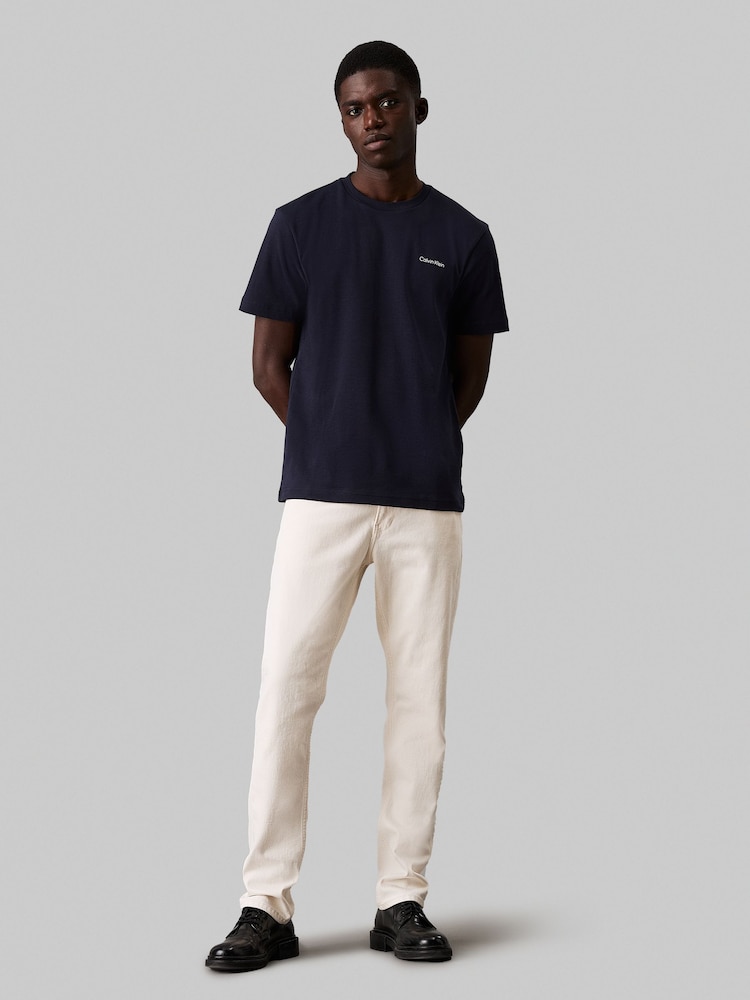 Calvin Klein Blue 100% Cotton Micro Logo Interlock T-Shirt - Image 4 of 4