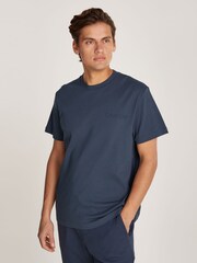 Calvin Klein Blue Embossed Logo T-Shirt - Image 1 of 6