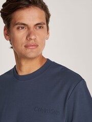 Calvin Klein Blue Embossed Logo T-Shirt - Image 3 of 6