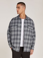 Calvin Klein Grey/White 100% Cotton Check Overshirt - Image 1 of 6