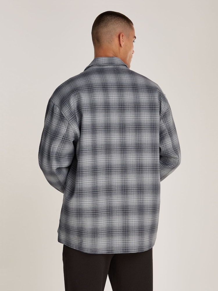 Calvin Klein Grey/White 100% Cotton Check Overshirt - Image 2 of 6