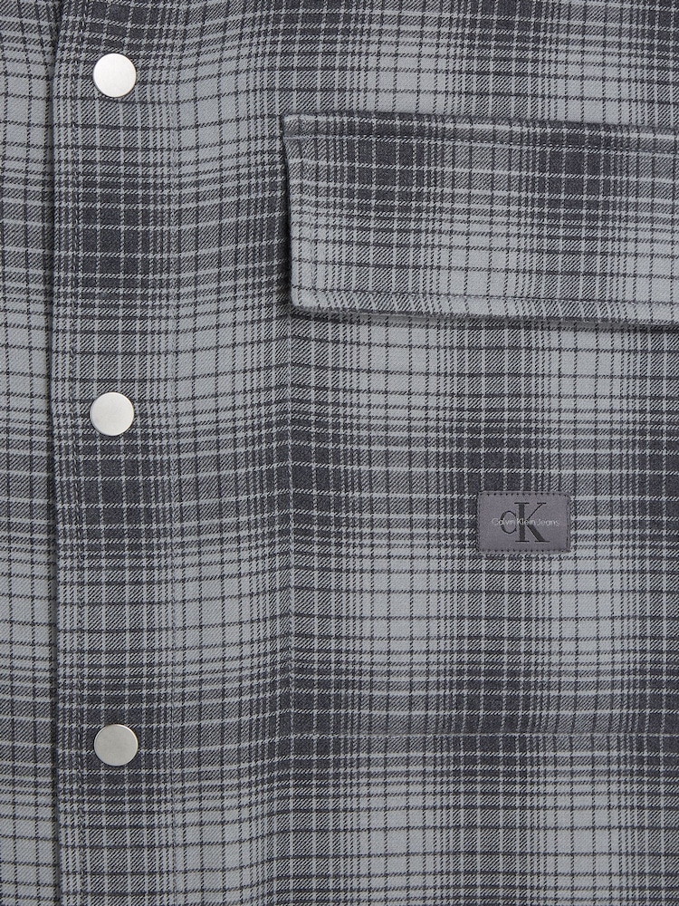 Calvin Klein Grey/White 100% Cotton Check Overshirt - Image 6 of 6