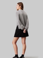 Calvin Klein Grey Intarsia Loose Jumper - Image 2 of 4