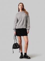 Calvin Klein Grey Intarsia Loose Jumper - Image 3 of 4