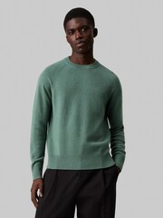 Calvin Klein Green Luxury Wool Crew Neck Jumper - Image 1 of 4