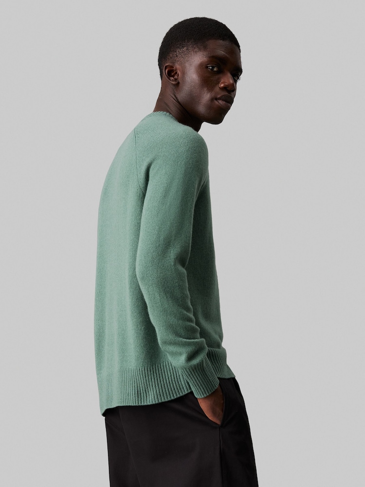 Calvin Klein Green Luxury Wool Crew Neck Jumper - Image 2 of 4