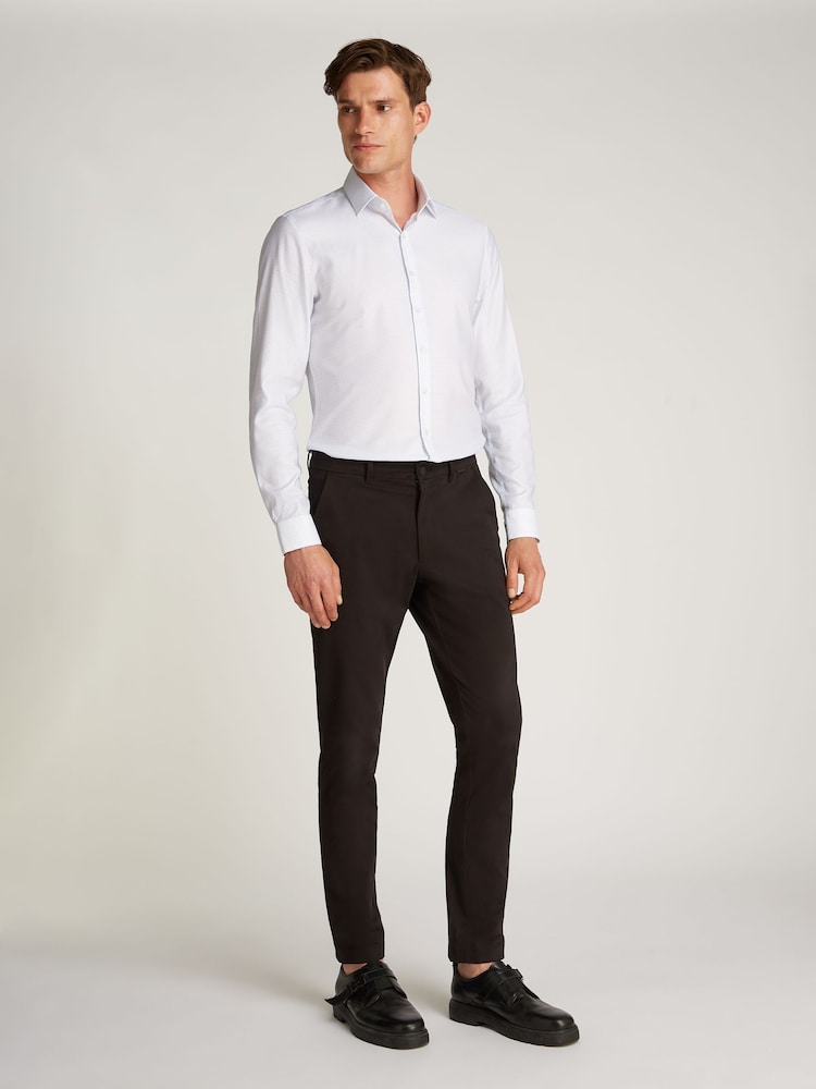 Calvin Klein Black Slim Fit Satin Stretch Chino Trousers - Image 1 of 6